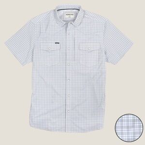 Poncho The Shorthorn Shirt, Grey and Blue Plaid, Size XL Slim Fit